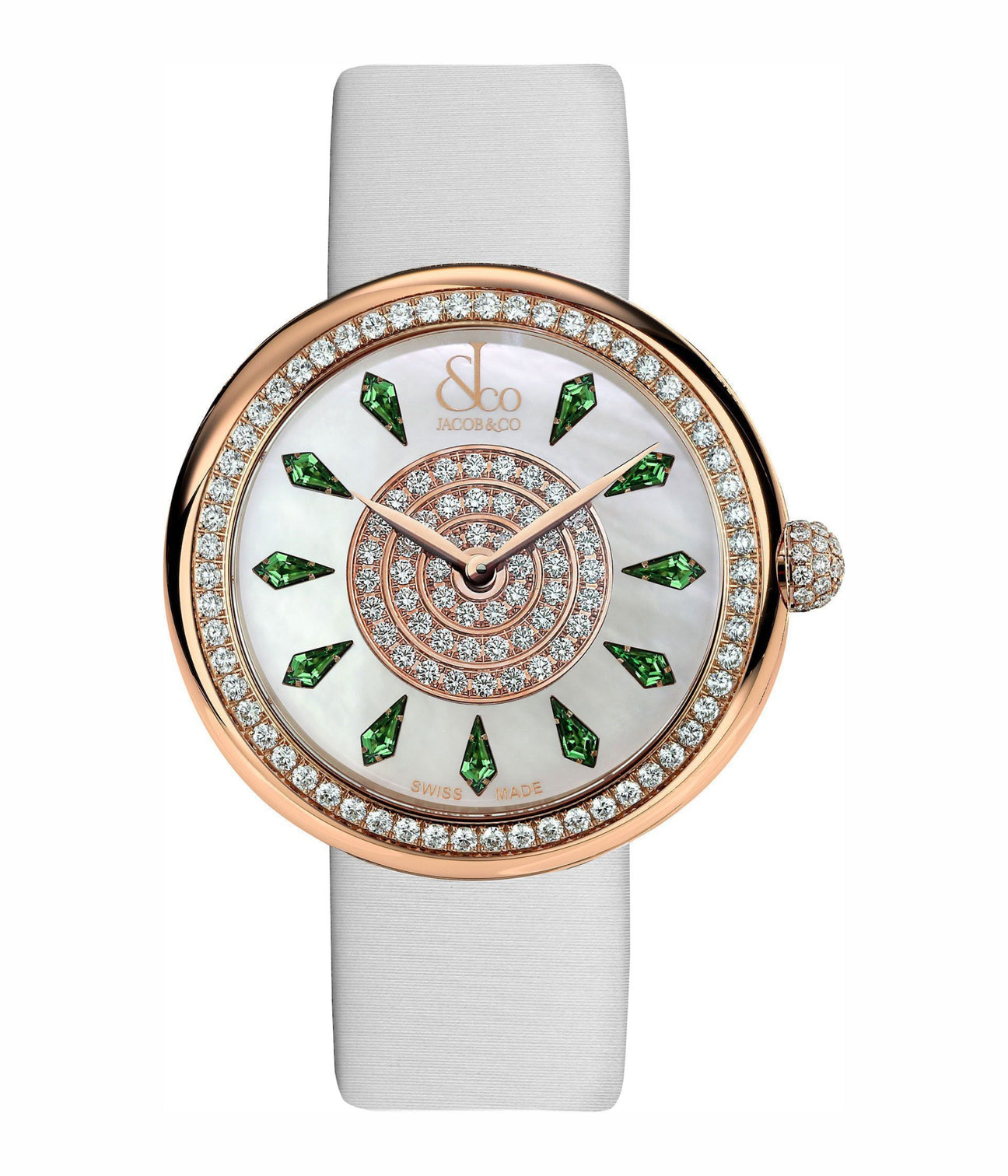 Jacob & Co. Brilliant One Row Rose Gold Tsavorites 38mm